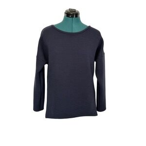 Sundance Sweatshirt Womens Small‎ Navy Blue Ribbed Pullover Long Sleeve Casual